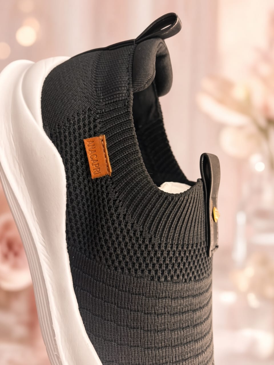 Tênis Slip On Streech Jogging Knit Preto da Anacapri.