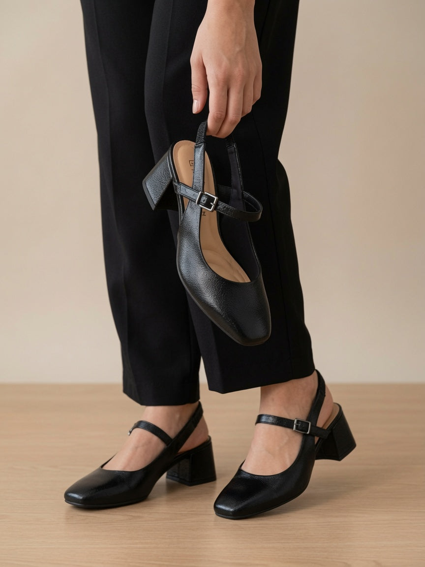 Slingback Ramarim Salto Bloco Conforto | Elite Calçados