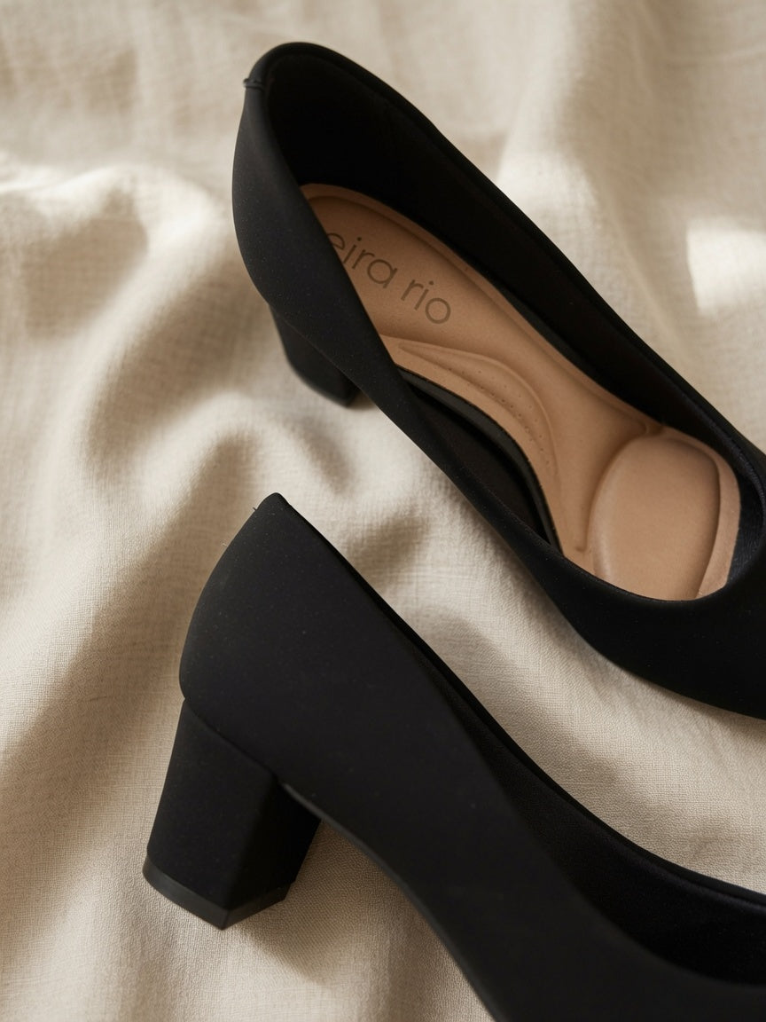 Scarpin Beira Rio Peep Toe Salto Bloco Conforto | Elite Calçados