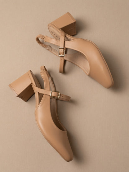 Slingback Ramarim salto bloco sintético | Elite Calçados