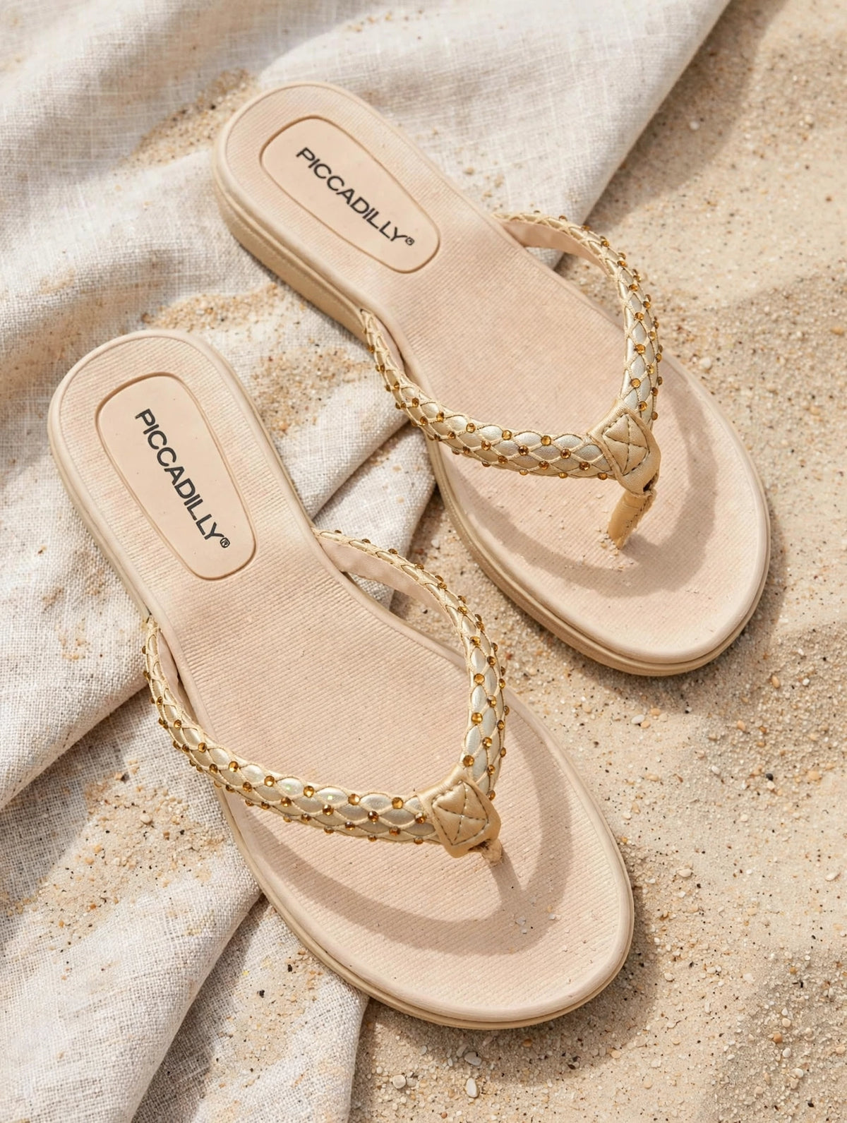Chinelo Feminino Piccadilly Nude com Brilho
