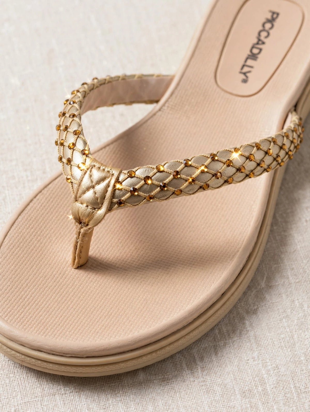 Chinelo Feminino Piccadilly Nude com Brilho