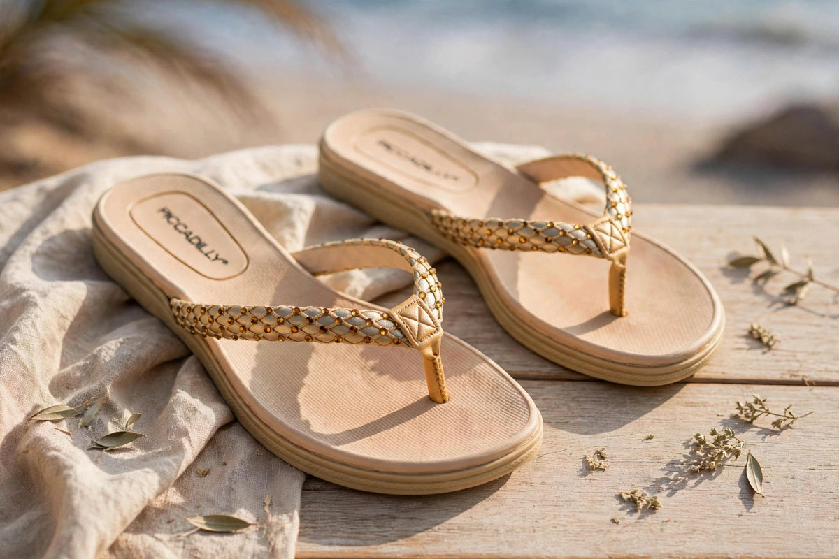 Chinelo Feminino Piccadilly Nude com Brilho